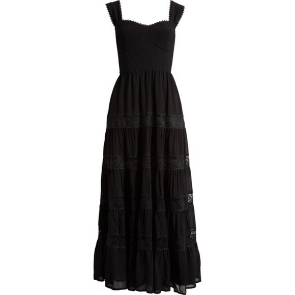 reformation black lace dress Reformation Black Lace Strap Low Back Midi Dress UK M  Reliked